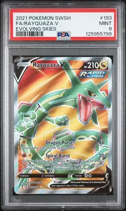PSA 9 RAYQUAZA V 193 EVOLVING SKIES SWORD & SHIELD POKEMON MINT - Image 1