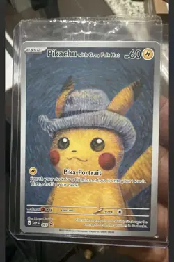 2023 POKEMON PROMO 085 PIKACHU X VAN GOGH GREY FELT HAT SEALED READ DESCRIPTION! - Image 1