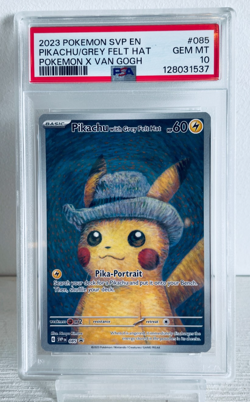 2023 POKEMON SVP POKEMON X VAN GOGH PROMO #085 PIKACHU WITH GREY FELT HAT PSA 10 - Image 1