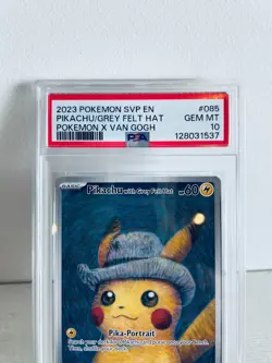 2023 POKEMON SVP POKEMON X VAN GOGH PROMO #085 PIKACHU WITH GREY FELT HAT PSA 10 - Image 4