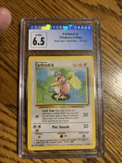 1999 Pokemon Base Set Farfetch'd 27/102 Unlimited CGC 6.5 - Image 1