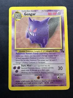 Gengar - 20/62 - Rare - Unlimited Edition MP, English Pokemon Fossil FREE SHIP - Image 1