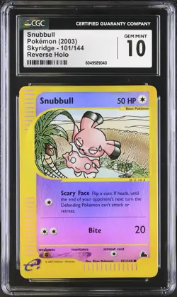 CGC 10 GEM MINT Snubbull 101/144 Skyridge REVERSE HOLO Vintage WOTC 2003 Pokemon - Image 1