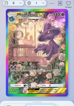 Pokemon TCG POCKET - Mismagius Rainbow Rare 2⭐, Space-Time Smackdown, English - Image 3