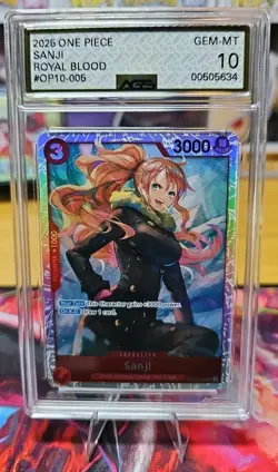 One Piece CCG Sanji OP10-005 Royal Blood C SR AGS GEM- MT 10 - Image 1