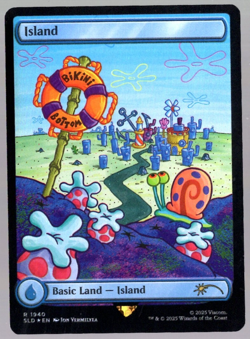 Island 1940 Borderless Rainbow Foil Spongebob Secret Lair MTG Near Mint - Image 1