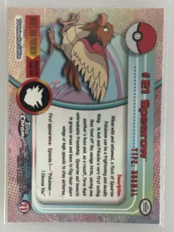 2000 Topps Chrome Pokemon Spearow #21 Base Card - TV Animation Edition - Image 2