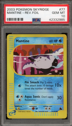Pokemon Skyridge Mantine #77 Reverse Foil PSA 10 - Image 1