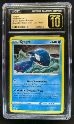2023 Pokemon SWSH Crown Zenith Kyogre Cosmos Holo #036/159 CGC 10 Pristine - Image 1