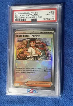 Pokemon Prismatic Evolutions Black Belt’s Training Poke Ball Reverse Holo PSA 10 - Image 1