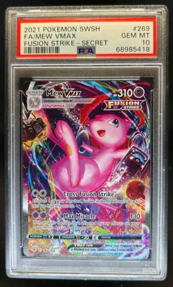 2021 Pokemon SWSH Fusion Strike Mew VM Secret Full Art #269/264 PSA 10 - Image 1