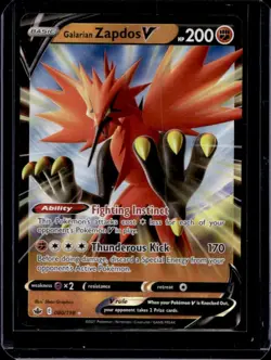 2021 Pokemon SWSH Chilling Reign Galarian Zapdos V #080/198 - Image 1