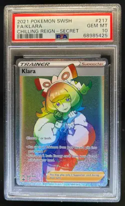 2021 Pokemon SWSH Chilling Reign Klara Secret Full Art #217/198 PSA 10 - Image 1