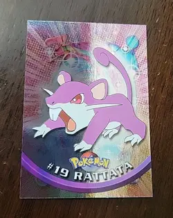 NM! BLUE Label Holo Foil - Topps Pokemon Series 1 - #19 Rattata TV Animation - Image 1