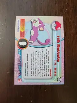 NM! BLUE Label Holo Foil - Topps Pokemon Series 1 - #19 Rattata TV Animation - Image 2