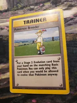 Pokemon Breeder 76/102 Pokemon Card Base Set Rare Trainer MP - Image 3
