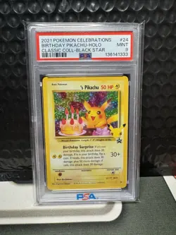 2021 Pokemon Celebrations Birthday Pikachu Classic Coll Black Star PSA 9 - Image 1