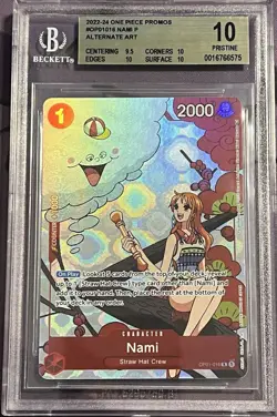 2023 One Piece Gift Collection Nami OP01-016 Alt Art BGS 10 Pristine - Image 1
