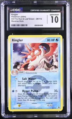 CGC 10 Kingler EX Fire Red & Leaf Green 26/112 Reverse Holo Pokemon Card - Image 1