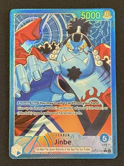 Jinbe OP14-040 Leader Alternate Art Azure Sea's Seven One Piece Card English NM - Image 1