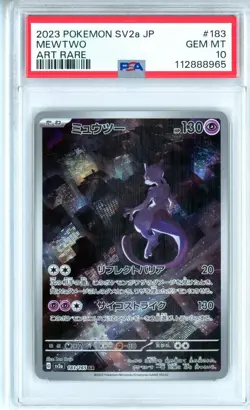 PSA GEM MT 10 Pokemon TCG Mewtwo 183 Sv2a: Pokemon Card 151 Holo (Japanese) - Image 1