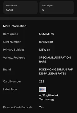 Mew EX 232/091 PSA 10 Special Illustration Rare Pokemon Card TCG - Image 4