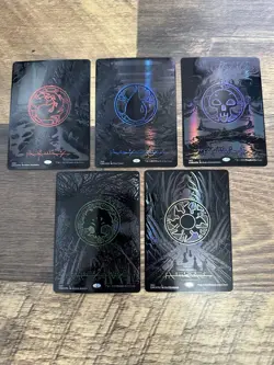 Phyrexia All Will Be One Oil Slick Raised Foil Basic Lands - Full Set (5) NM MTG - Image 1