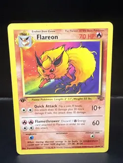 Pokemon TCG Flareon 1st Edition Non-Holo Jungle (1999) 19/64 WOTC - Image 1