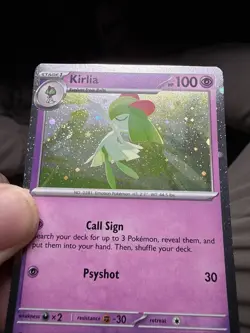 Pokemon Kirlia Cosmos Holo With SWIRL 059/132 Mega Evolution Near Mint - Image 1
