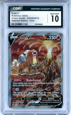 CGC GEM MINT 10 Pokemon TCG Entei V GG36/GG70 Crown Zenith Galarian Gallery Holo - Image 1