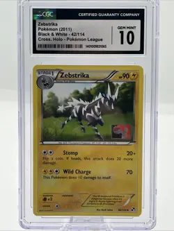 Pokemon Zebstrika Cross Holo Pokemon League #42 Black & White CGC 10 - Image 1