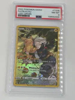 2022 POKEMON SWORD & SHIELD LOST ORIGIN TG05 FULL ART/PIKACHU PSA 8 - Image 1