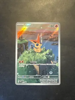 Pokemon TCG Victini SVP 208 Full Art Illustration Black Star Promo Rare Holo - Image 1