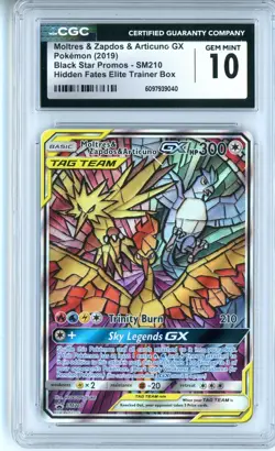 CGC GEM MINT 10 Pokemon TCG Moltres & Zapdos & Articuno GX SM210 Sm Holo Promo - Image 1