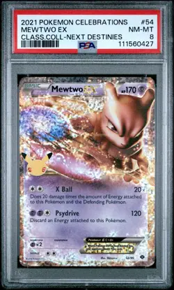 2021 Pokemon Celebrations Mewtwo EX Holo Classic Collections Rare #54/99 PSA 8 - Image 1