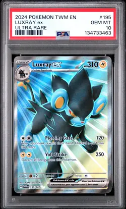 2024 POKEMON TWM EN-TWILIGHT MASQUERADE ULTRA RARE #195 LUXRAY EX PSA 10 - Image 1
