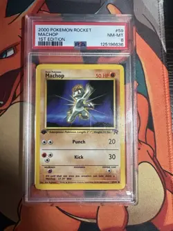 2000 Pokemon Rocket Machop 59 1st Edition PSA 8 NM - MT Graded Slab Card WOTC - Image 1