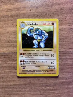 Machoke - Base Set - #34/102 - Vintage Pokemon Card 1999 WOTC Shadowless DMG - Image 1