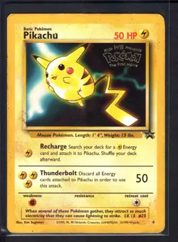 Pikachu #4 Black Star Promo (MP) Pokemon Card WOTC 1999 WB First Movie - Image 1