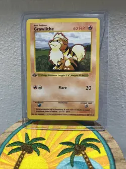 Pokemon TCG Growlithe Base Set 28/102 1st Edition Uncommon Card Shadowless - Image 1