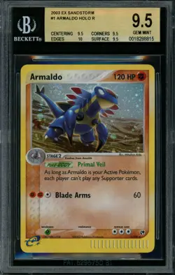 2003 Pokemon Armaldo 1/100 Holo EX Sandstorm BGS 9.5 GEM MINT SWIRL 10 SUB! PSA - Image 1