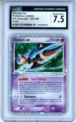 CGC NEAR MINT+ 7.5 Pokemon TCG Deoxys ex (Speed Forme) 93/106 Emerald Holo Rare - Image 1