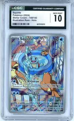 CGC GEM MINT 10 Pokemon TCG Squirtle 148/142 Sv07: Stellar Crown Holo IR (2024) - Image 1