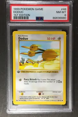 1999 Pokemon Game Base Set 1st Edition #48 DODUO PSA 8 Shadowless - Image 1