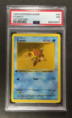 1999 Pokemon Game Base Set 1st Edition #65 STARYU PSA 7 Shadowless - Image 1