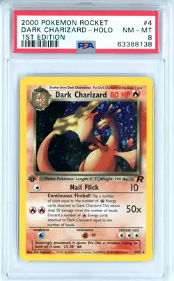 PSA NM-MT 8 Pokemon TCG Dark Charizard 4/82 Team Rocket Holo 1st Edition (2000) - Image 1