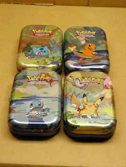 Pokemon Tins Empty - Lot Of 4 - Pikachu, Chamander, Bulbasaur, Squirtle - Image 1