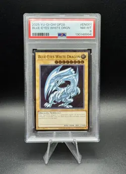 YuGiOh BLUE-EYES WHITE DRAGON - OP28-EN001 - PSA 8 - Image 1