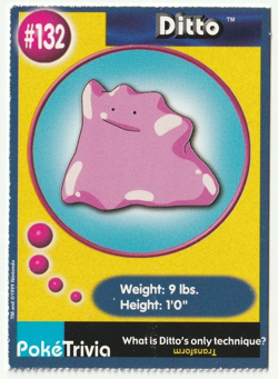 Vintage 1999 Ditto, Pokemon Poketriva Burger King Movie Card # 132 / 151 Gen 1 - Image 1