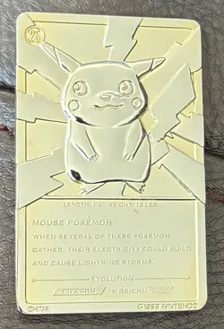 1999 Pokemon Pikachu 23K Gold Plated Trading Card Burger King Limited Edition - Image 2